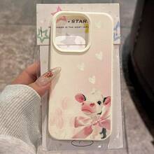 1个柔软TPU材质可爱粉色蝴蝶结奶牛图案手机壳，兼容 17 Pro Max/17/16 Pro Max/15/13/12/11、S20 FE/A15/S24/A55、Redmi Note 11/12/13 Pro，全包防震保护套 - 白色 - 查看 1