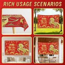 Tet Decorations Vietnamese 2026 Lar 7" X 43" Vietnamese New Year Decorations Banner Chuc Mung Nam Moi Backdrop For Vietnamese Lunar New Year Decorations Indoor Outdoor - 紅色 - 查看 5