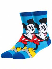 Disney 两双米奇米妮卡通中筒袜，吸湿透气，时尚万圣节风格 - 完美礼物，适合派对、日常穿着、休闲活动、情侣袜 - 彩色 - 查看 6