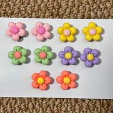 10pcs Colorful Flower Shoe Decoration Charms For Girls Clog, Cute Shoe Pins For Sandals Accessories Party Gifts - Multicolor - View 8