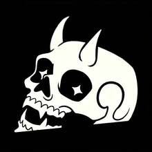 恶魔骷髅偷窥狂汽车贴纸 - 卡通奇幻乙烯基贴纸，带星星点缀，自粘防水贴纸，适用于汽车车窗、保险杠、油底壳盖 - 半哑光表面，不规则形状，适用于塑料/木材/玻璃/金属表面，车辆装饰 | 卡通骷髅设计 | 耐用乙烯基材料 - A - 查看 3