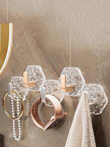 Conjunto de 1 ou 4 ganchos transparentes em acrílico com design de geleira, leves e luxuosos, ideais para cozinha, guarda-roupa, parede, porta e banheiro. Perfeitos para pendurar toalhas, casacos, chapéus, cachecóis e utensílios, mantendo tudo organizado. Ótima opção de presente para amigas, mulheres, para o Halloween, viagens e Natal. - Multicolorido - Ver 5