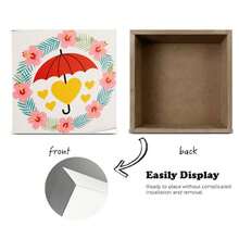 Decorative White Wooden Box With Red Umbrella, Yellow Hearts, And Pink Hibiscus Flowers - Tropical Summery Bright Cheerful Design For Home Decor Or Gift - White - View 4