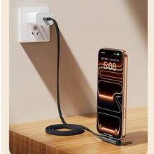 240W快充可折叠编织数据线，适用于15英寸苹果手机，也可作手机支架使用 - 灰色 - 查看 8