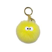 Neon Green Faux Fur Pom Pom Keychain With Googly Eyes For Bag Decoration Soft And Cute Accessory For Keys Or Backpack - As Pic - View 6