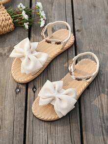 新款波西米亚蝴蝶结设计时尚百搭可爱一双波西米亚风白色/粉色青少年新款波西米亚凉鞋，2026年夏季新款 - 米色 - 查看 7