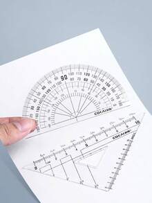 10 piezas Juego de compás y regla para estudiantes, incluye regla, regla triangular, transportador, juego de herramientas de dibujo multifunción para papelería