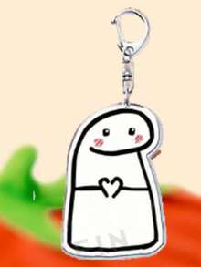 1pc Acrylic Heart Expression Keychain, Transparent White Cartoon Character Pattern Keychain, Backpack Pendant, Phone Keyring Gift Souvenir Car Accessories, Cute Gothic Y2K Lanyard ID Card Holder, Car Accessories - Multicolor - View 11
