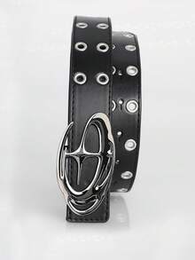 1件装时尚休闲金属铆钉孔眼腰带，男女通用街头风牛仔裤腰部装饰配饰，适合日常通勤、返校、约会和旅行度假。 - 骷髏金扣 - 查看 5