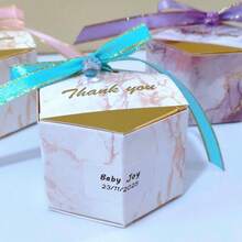 20/50/100 hộp giấy hình lục giác họa tiết vân đá cẩm thạch "Cảm ơn", hộp quà tặng nơ màu hồng/xanh dương/tím, hộp quà tặng tiệc màu hồng, hộp quà tặng màu tím, quà cưới, hộp quà tặng tiệc tùng, túi quà cảm ơn, đồ trang trí sinh nhật tự làm, quà tặng ngày Valentine, quà cưới, quà đính hôn, quà tặng tiệc cô dâu, quà sinh nhật, quà tặng tiệc mừng em bé. - Nhiều màu - Xem 7