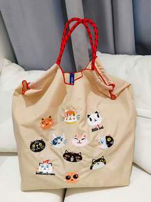 New Cute Embroidered 11 Cats Large Capacity Handbag Women Fashion Versatile Shoulder Tote Bag - Multicolor - View 15
