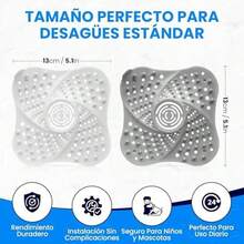Set de 4 Tapones de Drenaje de Silicona con Ventosa, Cuadrados, Cubierta para Desagüe de Suelo, Atrapa Pelos y Bloquea Olores, Ideal para Ducha, Bañera, Cocina o Lavabo - como se muestra en la figura - Ver 3