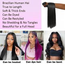 12A Human Hair Bundles 20 22 24 Inch Straight Human Hair Unprocessed Brazilian Hair 3 Bundles Quick Weave Natural Black - Natural Black - View 3