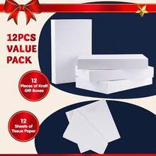 JOYIN - 12 Cajas de Regalo de Cartn Blanco de 43 x 28 x 6 cm con Papel de Seda y Tapas para Fiestas de Navidad y Januc - como se muestra en la figura - Ver 3
