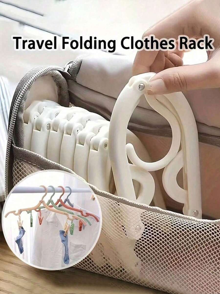 Percha de ropa plegable y portátil para viajes - Tendedero ahorra espacio, diseño de plástico multicolor, ideal para cruceros y viajes, tendedero de ropa