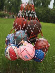 1个便携式篮球网袋，排球足球网袋，加厚尼龙网大容量运动球类收纳网袋，便携式大容量球袋，收纳袋，非常适合整理篮球、排球、橄榄球、足球和户外运动装备，以及存放家居用品，适用于学校运动场和器材，可悬挂收纳整理。