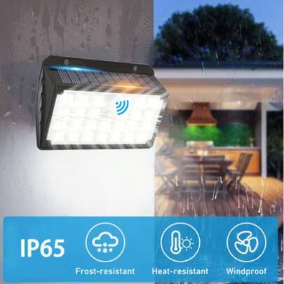 104 LED Solar Wall Light With Motion Sensor, 3 Lighting Modes, Waterproof IP65, Automatic Dusk To Dawn Lighting For Patio, Garage, Porch, Garden, Emergency Lighting, Commercial Emergency Lighting, Pathway