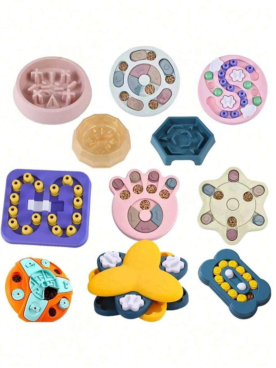 1pc Dog Puzzle Feeder Slow Feeding Bowl, Interactive Puzzle Toy, Anti-Slip Slow Feeder For Dogs & Cats - Multicolor - View 1