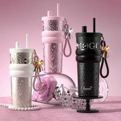 1个优质保温饮料杯，316不锈钢茶/咖啡杯，户外及车载使用，带吸管