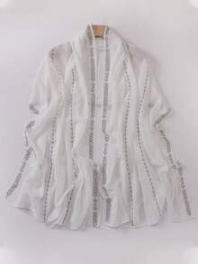 1件穆斯林女士头巾，水钻雪纺头巾围巾，串珠围巾披肩，沙滩罩衫，薄纱头巾，长围巾，防晒披肩，头巾，日常、旅行、办公、婚礼礼物 - 圍巾 - 查看 8