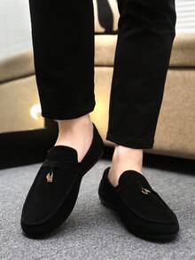 1 đôi giày lười nam, mẫu mới 2025, giày casual xỏ chân, chất liệu thoáng khí, đế mềm, chống trơn trượt, giày lái xe, đế bằng, nhẹ, giày moccasin cao cấp (size nhỏ hơn bình thường, nên chọn size lớn hơn) - màu đen - Xem 1