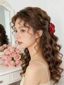 1个情人节女士甜美优雅闪亮浪漫仿唇发夹，红色和粉色可选，适合马尾辫、派对、日常外出、发饰，波西米亚风可爱派对配饰，女士发饰，优雅发爪，时尚发夹 - 彩色 - 查看 6