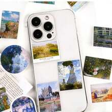 46pcs (23x2) Garden Green Pigment Aesthetic Pattern Stickers, Vintage Collage Stickers For Elegant Planner, Office Notebook, Laptop, Water Bottle, Luggage, DIY Board, Art Stickers, School Supplies, Art Party Stickers, Graduation Gift Scrapbook Supplies Scrapbook Stationery - Lime Green - View 4