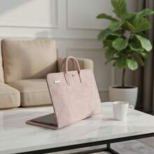 1个粉色多功能笔记本电脑包 - PU材质，防水防刮，金属扣 | 适用于办公室、家庭、商务旅行和旅游，便携时尚，非常适合拍照搭配