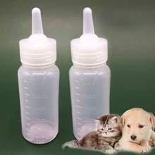 2.03 液体盎司新生儿宠物奶瓶，配有柔软奶嘴 - PE 材质，透明设计，带刻度，适用于小猫、小狗、兔子 - 易于读取的刻度，符合人体工程学的手柄，卫生喂养配件，猫奶瓶，幼犬喂养，透明设计，符合人体工程学的手柄，宠物奶瓶。适用于 1 个月以下未断奶的宠物