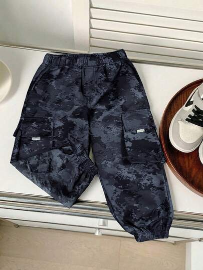 1pc Young BoyFashionable Versatile Casual Outdoor Commute Comfortable Camouflage Multi-Pocket Cargo Pants