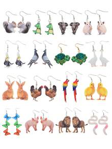 1 par de pendientes colgantes de acrílico con diseño de animales adorables como accesorios de joyería para mujeres, escolares y cosplay - animal - Ver 12