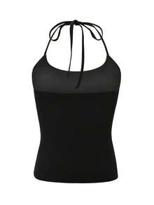Women's Y2K Retro American Style Button Spaghetti Strap Cropped Camisole Top, Summer Casual Black - Black - View 8