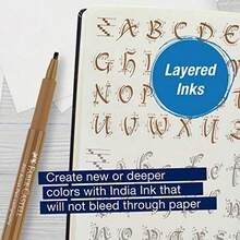 Faber-Castell Calligraphy Pitt Artist - Juego de 6 bolgrafos de caligrafa de Tonos sutiles - gris cálido iii, gris cálido iv, crudo umber, turrón, sepia oscura, black1 - Ver 6