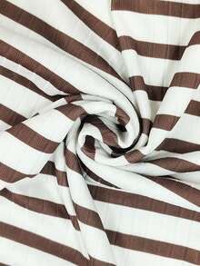 女士休闲条纹吊带背心和短裤两件套，夏季 - 彩色 - 查看 4