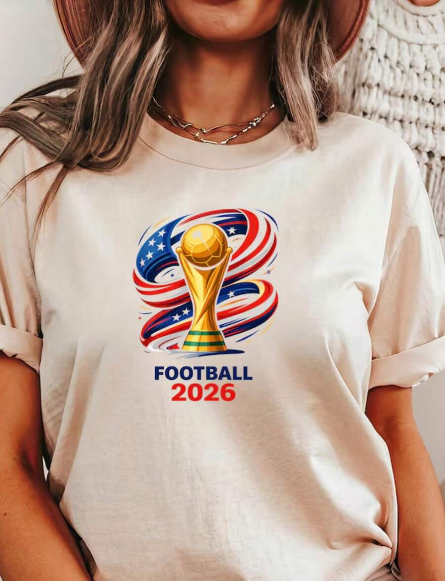 World Cup 2026 Clothing Bestseller, Soccer Tee, USA Canada Mexico Football Fan Tee - 白色 - 查看 1
