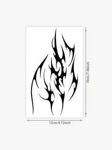 1张可水洗火焰纹身贴纸，手臂深色酷炫纹身设计，防水防汗耐用，适合时尚人士，符合ins风格 - 黑色 - 查看 6