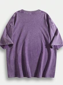 Washed T-Shirt Unisex | Retro Mecha Graphic | Anime Print Short Sleeve - Màu tím 02 - Xem 2