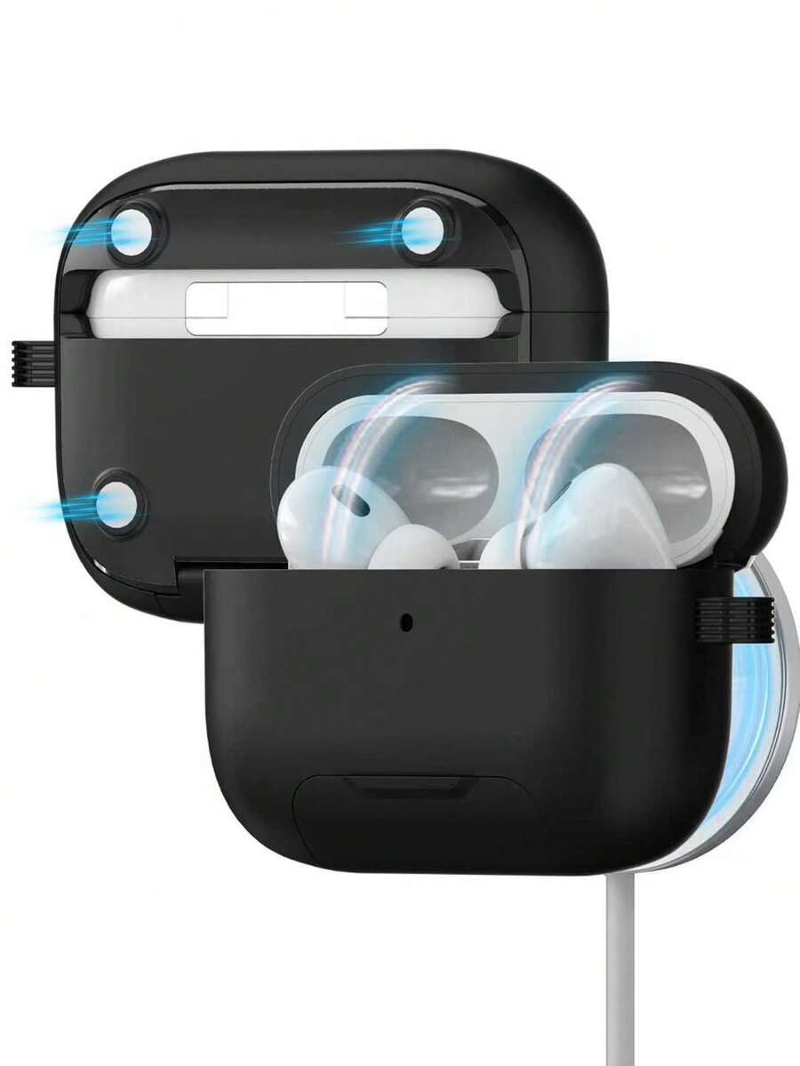 1pc Silver Galaxy Magnetic Earphone Case, Compatible With Apple 4/2 Magnetic MagSafe Protective Cover, Supports Pro 3 Stand - Multicolor - View 1