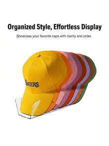 1pc Acrylic Hat Rack, Clear Baseball Cap Display Holder, Holds Up To 9 Hats, Transparent Acrylic Hat Storage Rack, Suitable For Wardrobe And Shelves, Ideal Hat Accessory - Transparent - View 9
