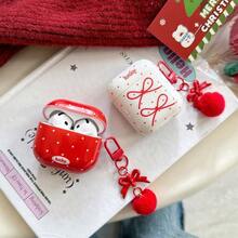 1 Set 2026 New Year Cartoon Polka Dot Bow Earphone Case Compatible With Apple 1/2, Pro 2, New 4 With Cartoon Pom Pom Pendant - Multicolor - View 8