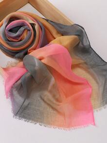 Spring/Summer Modest Tie Dye Tie-Dye Floral Print Soft Breathable Headscarf - Multicolor - View 11