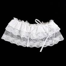 1pc Women's Sweet Lace Tie Waist A-Line Skirt, Spring/Summer - White - View 3