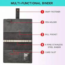 Wonderpool Cuaderno de Piel Recargable Diario Espiral Carpeta - Papel Punteado A5 y Bolsillos Interiores para Viaje, Trabajo y Organizador Personal (Gris, A5) - gris - Ver 5