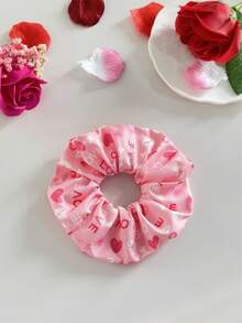 6pcs Valentine's Day Women's Sweet & Elegant Pink, Red Fabric Love, Lips, Rainbow, Heart Printed Large Hair Scrunchies, Suitable For Holiday Parties, Daily Outings, Hair Decoration Accessories, Bohemian Party, Elegant ,Hair Ties ,Scrunchy Hair Ties - Nhiều màu - Xem 7