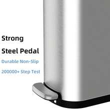 2.6 Gallon Slim Bathroom Trash Can With Soft Close Lid, 10L Stainless Steel Garbage Can With Removable Liner Bucket, For Narrow Spaces,Bathroom, Bedroom (Silver) - 銀色 - 查看 6
