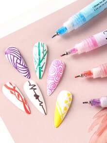 FULL BEAUTY 12 bút vẽ móng nghệ thuật graffiti khô nhanh, chống thấm nước, màu kim loại vàng, bạc, đen, trắng, hồng, bút vẽ móng nghệ thuật graffiti gel UV, thiết kế DIY, đường nét trừu tượng, dụng cụ làm móng acrylic, vật tư làm móng. - Nhiều màu - Xem 5