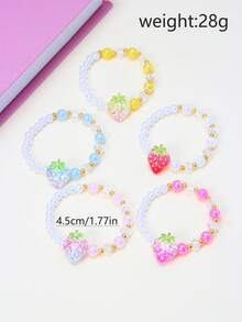 5 chiếc vòng tay mặt dây chuyền hình dâu tây dễ thương, thích hợp cho bé gái đeo hàng ngày, dự lễ hội, sinh nhật. - Nhiều màu - Xem 2