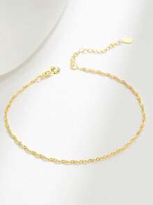 1pc S925 Sterling Silver Wave Pattern Anklet, Women's Daily Wear, Perfect Gift For Mother, Sister, Girlfriend, Also Suitable As Christmas Gift - Water Wave Anklet - View 6