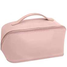 Bolsa de cosméticos para viaje, organizador de artículos de tocador, gran capacidad con ranuras divididas para cepillos, adecuada para cosméticos, artículos de tocador, cepillos, botellas - Rosa - Ver 8