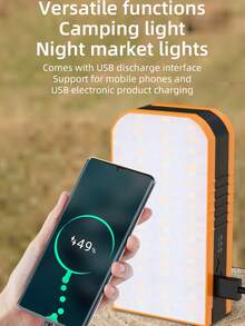 1pc Compact Folding High-Efficiency Solar Camping Lamp: Dual-Panel Solar Quick-Charging + Brightness Adjustment, Suitable For Portable Lighting Equipment For Camping In The Countryside / Outdoor Sketching / Night Hiking